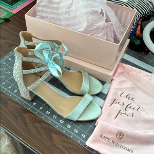 Kate Whitcomb Sky Blue Embellished Heels